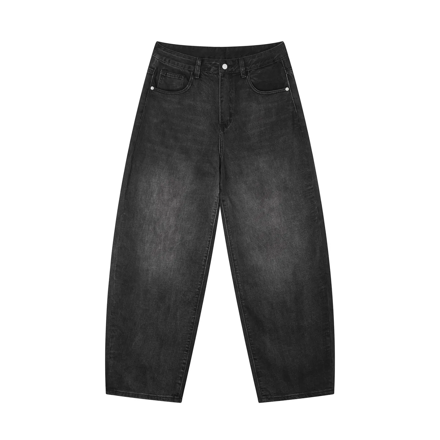 Washed black relaxed fit wide leg jeans