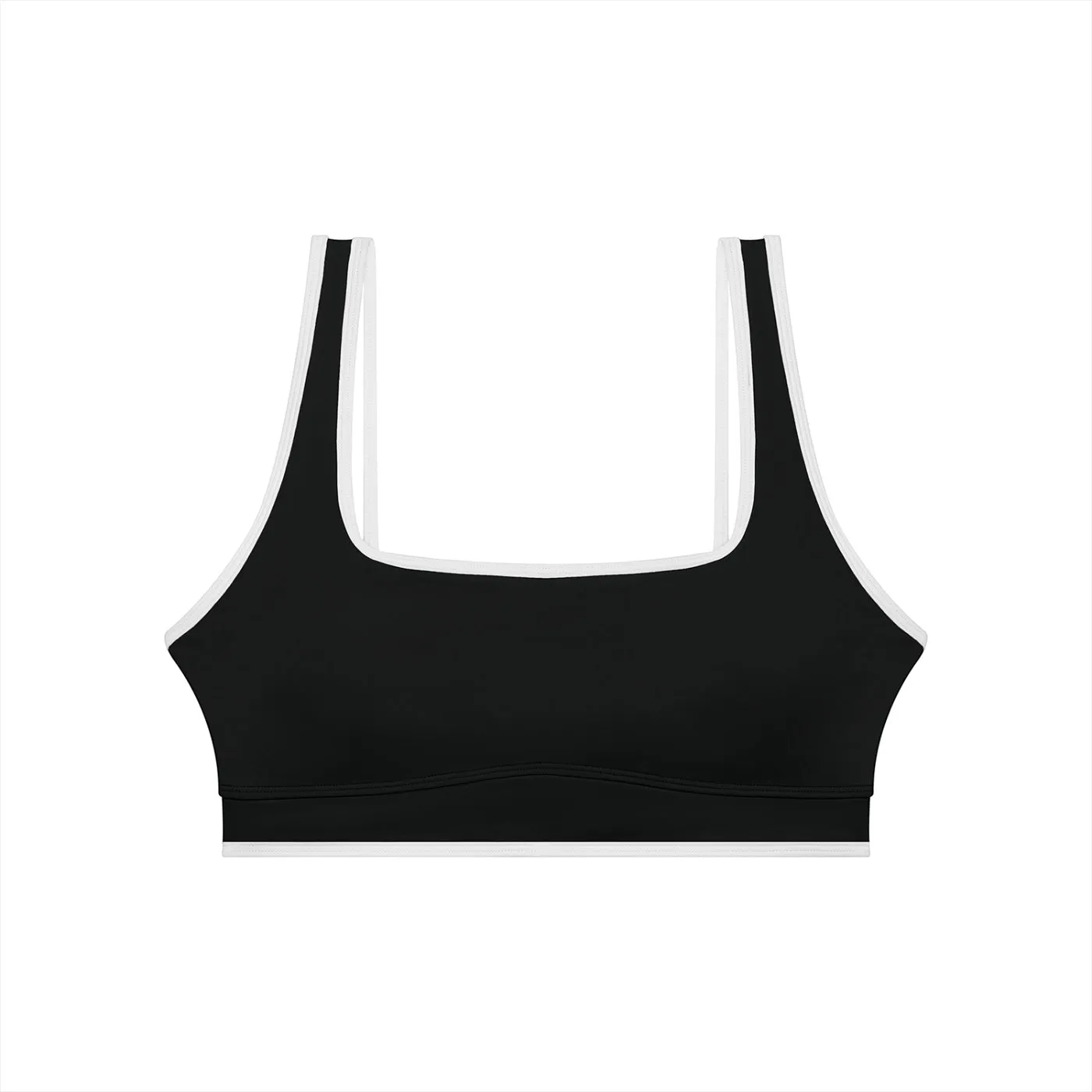 Black and white square neck sports bra